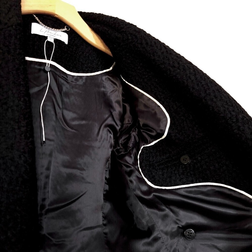 NEW L'Academie Boucle Wool Micha Long Coat Black Tailored Old Money Minimal XS - Picture 12 of 15